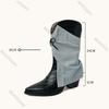 Fashion Fashion Pointed Toe Western Cowboy Boots for Women Colorblocking Chunky Heeled Female Mid-calf Boots Vintage Short Botas Shoes