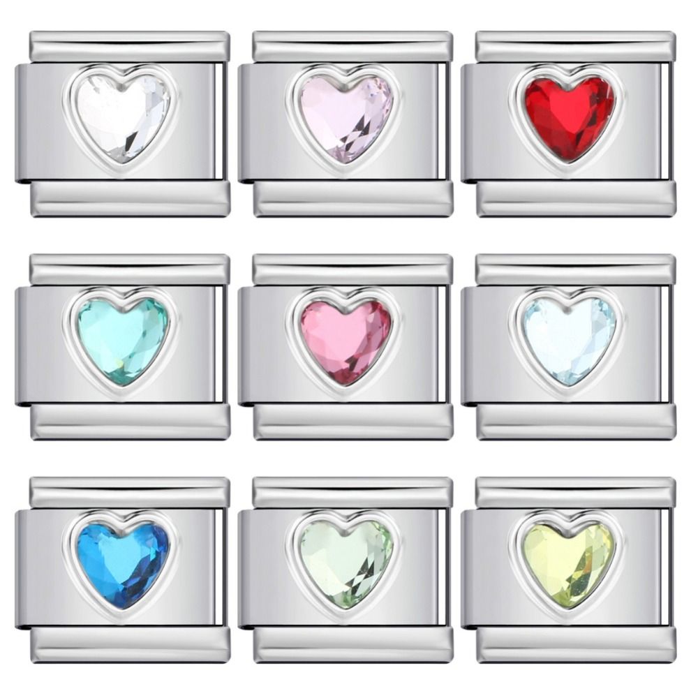 Colorful Zirconia Bracelet Module Heart Bracelet Making Accessories Women Girl