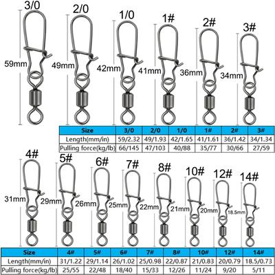 50pcs Swivel Snap Connector Pin Bearing Rolling 360 Rotate Ring Tackle Buckle Hook Lure Kit Wire Box Fishing Accessories