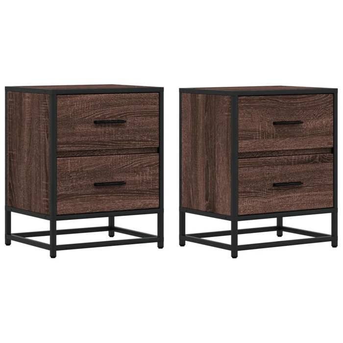 VidaXL Tables de chevet 2 pcs chêne marron 40x31x50 cm bois ingénierie 848683