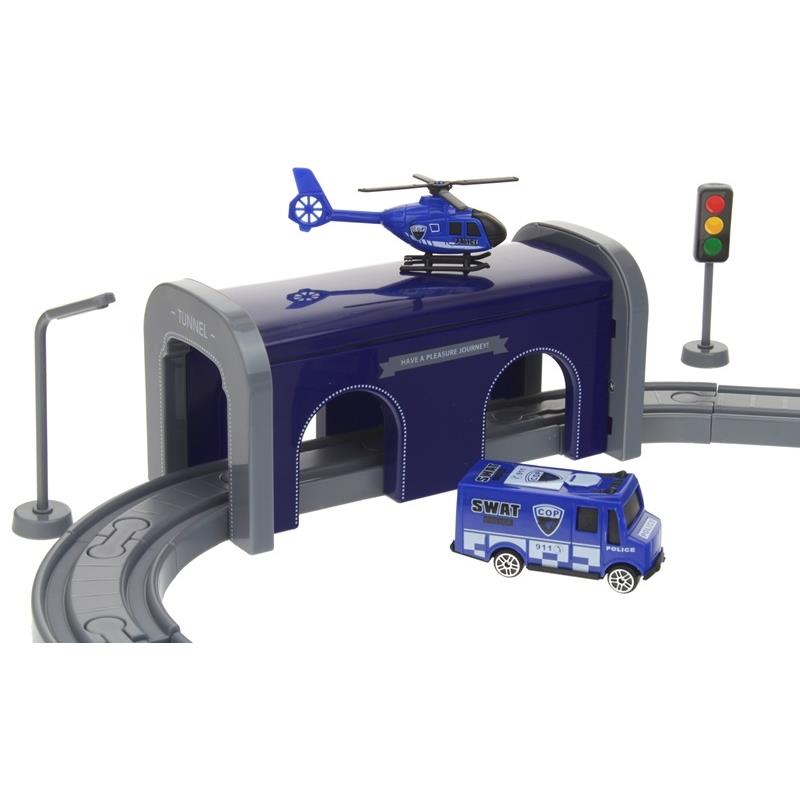 Electric Train Battery Train Locomotive Track Police Tracks + 4 Cars