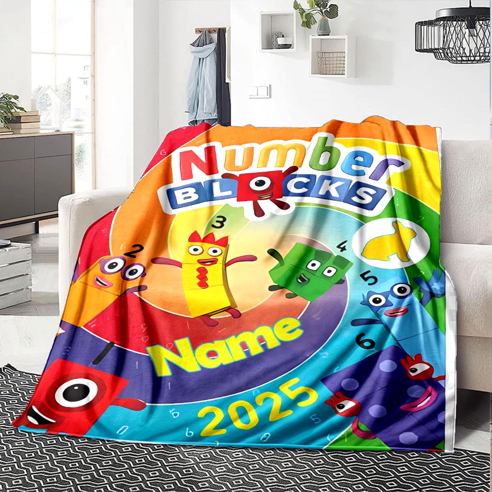 Customiz Name Personality Numberblocks Blanket Soft &Warm Sofa Office Bed Travel Lunch Break Blanket, Gift Suitable All Seasons