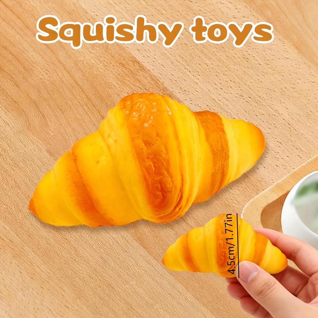 1pc Croissant Squishy Toy, Slow Rising Bread Shape Stress Reliever, Soft Cute Relaxing Food Toy for Gift Bag