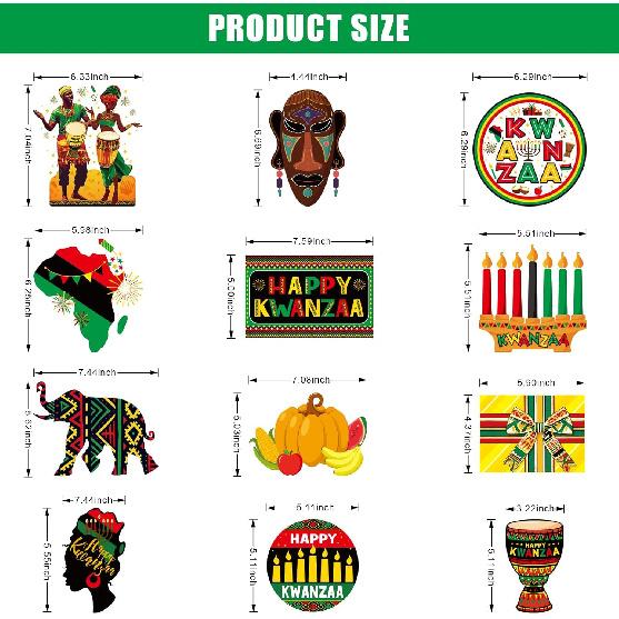 36 PSC Kwanzaa Bulletin Board Decorations Set - Kwanzaa Decorations Happy Kwanzaa's Wall Decoration Kwanzaa's Classroom Decor for Happy Kwanzaa n n