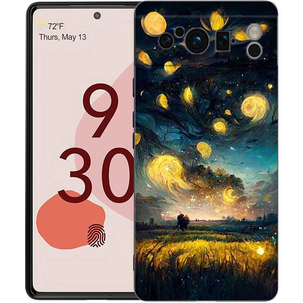 

Phone Case For Google Pixel 6 7 8 9 Pro XL 8A 7A 6A Black Cover Soft Shell Starry Night Van Gogh Pixel 8A
