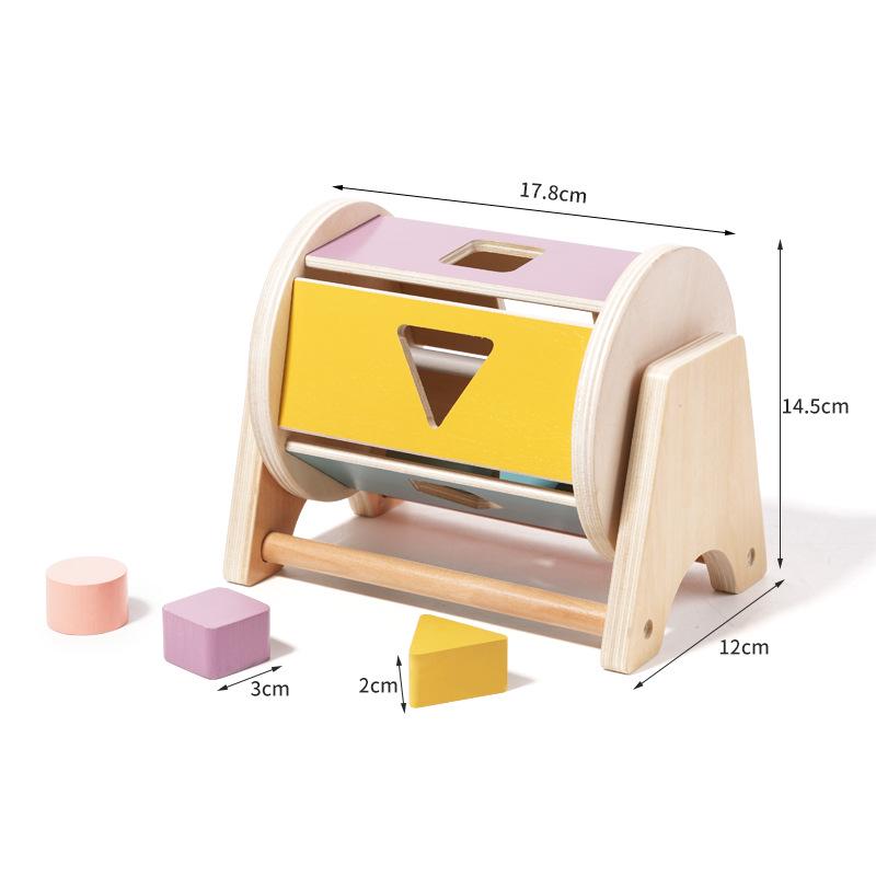 Montessori Early Education Toy Set: Round Ball Coin Box, Object Permanence Drawer & Textile Drum for Toddlers 0-3 Years