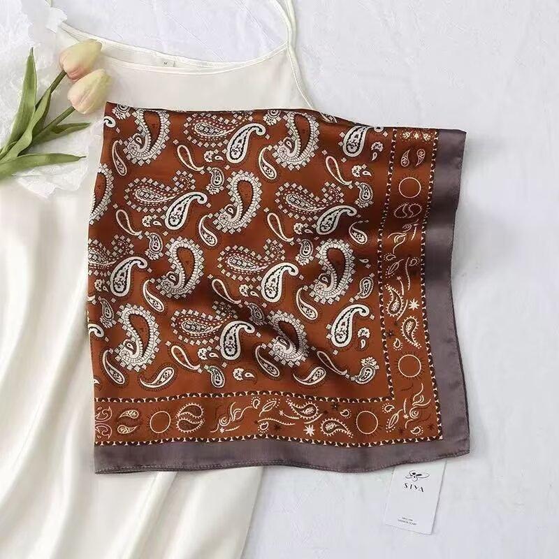 New cotton and linen small square scarf women's autumn and winter Korean version versatile cashew nut small scarf decorative belt neck protection warm