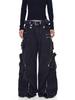 Jeans in Denim Punk Gamba Larga Y2K: Abbigliamento da lavoro resistente, multitasche per uomo e donna