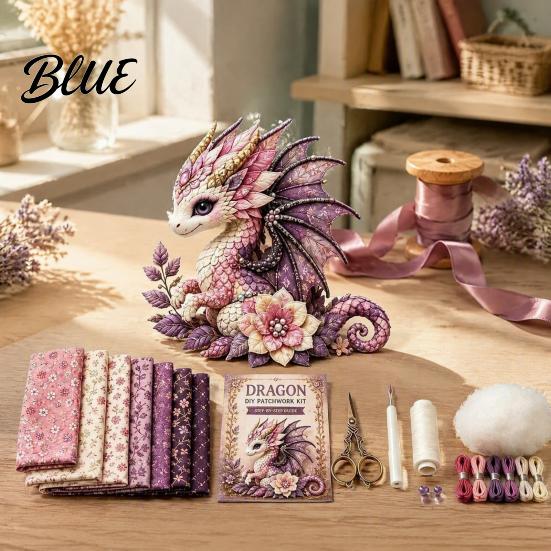 Beginner Craft Set Educational Supplies Fabric Sewing DIY Kit Dragon Patchwork Kit with Pre-cut Fabric