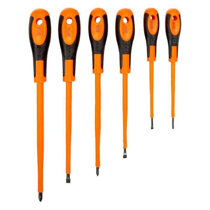 Jeu de 6 tournevis isolés pour vis à fente et vis Phillips Bahco 620-6