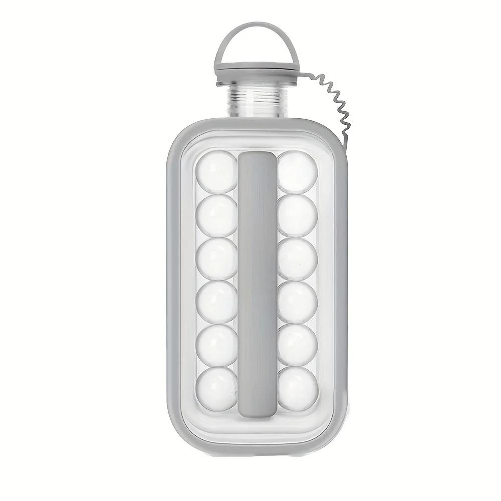 Two-in-One Folding Ice Cube Maker - Silicone Ice Tray with Ball Shape Space-Saving Design Easy Release Durable Plastic Material