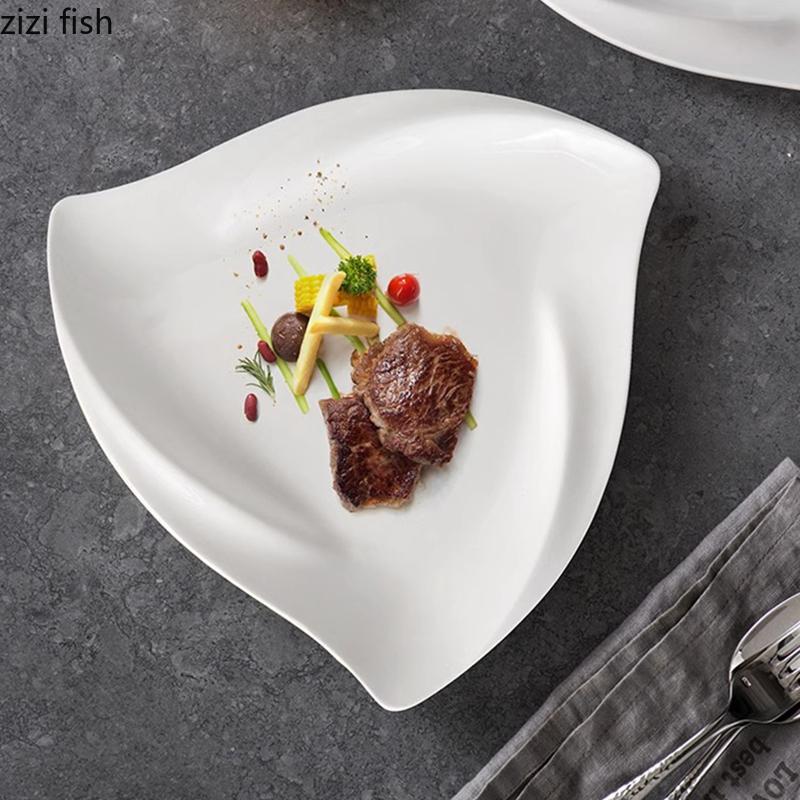 Farfurie Triunghiulară Irregulară Farfurie Ceramică pentru Desert Farfurie pentru Sushi Farfurii pentru Salată Farfurii de Serviciu Veselă Specială pentru Bucătărie Moleculară