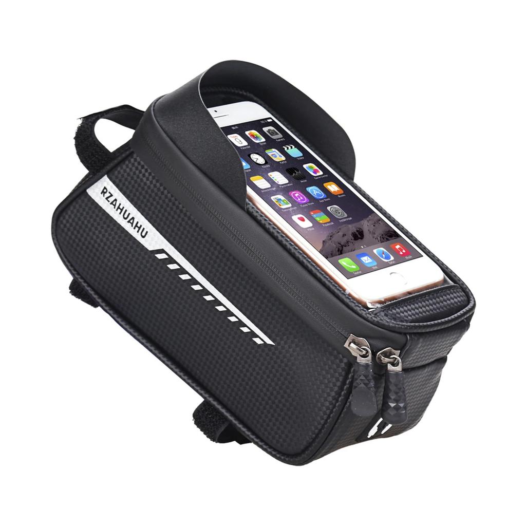 Waterproof Bicycle Phone Mount Bags Front Frame Top Tube Bag w Touchscreen Phone Holder Cycling Bike Tool Storage Bag