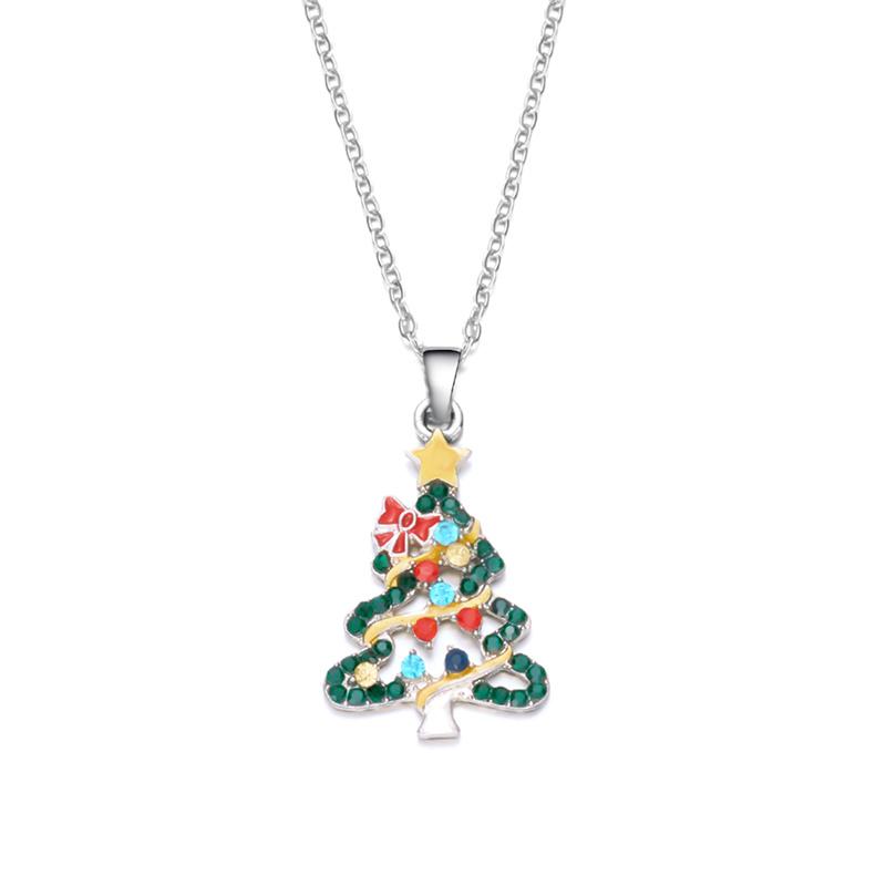 Colorful Christmas Tree Star Earrings Ear Hook Necklace Set Holiday Gift for Women Girls Best Friends Party Festivel Jewelry