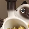 Siamese Cat Statue Candy Bowl Multi-Functional Key Trinkets Jewelry Organizer Dish Holder Home Office Desktop Decoration Ornament