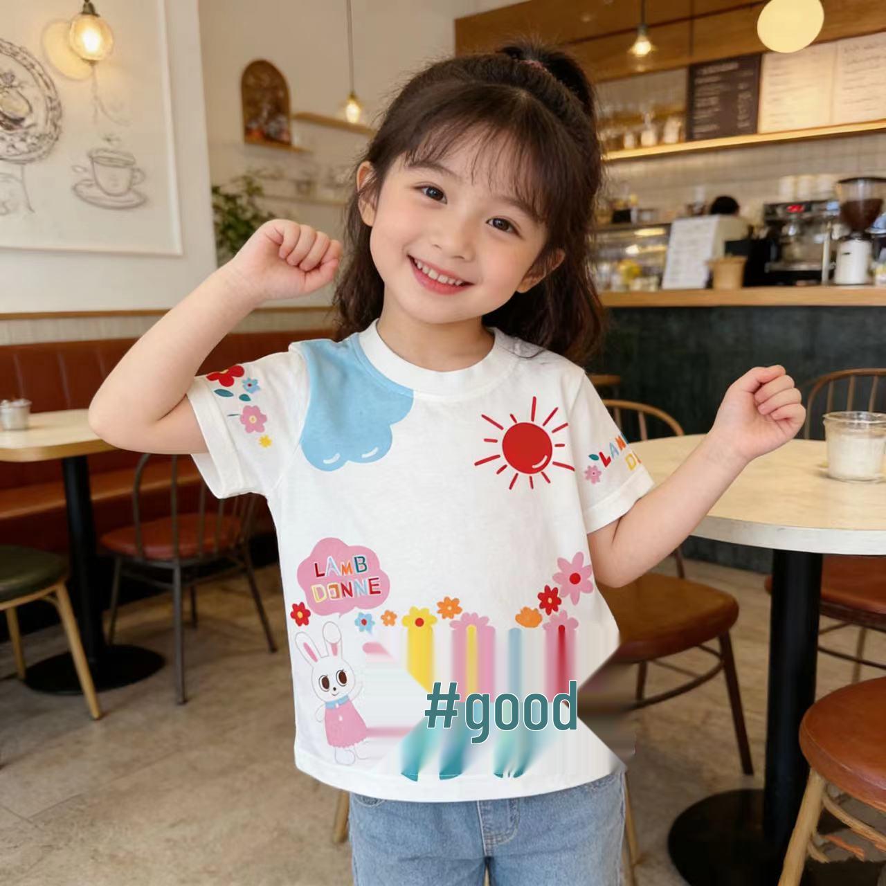 2026 Новая летняя тонкая футболка с мультяшным принтом для мальчиков, короткий рукав 110cm