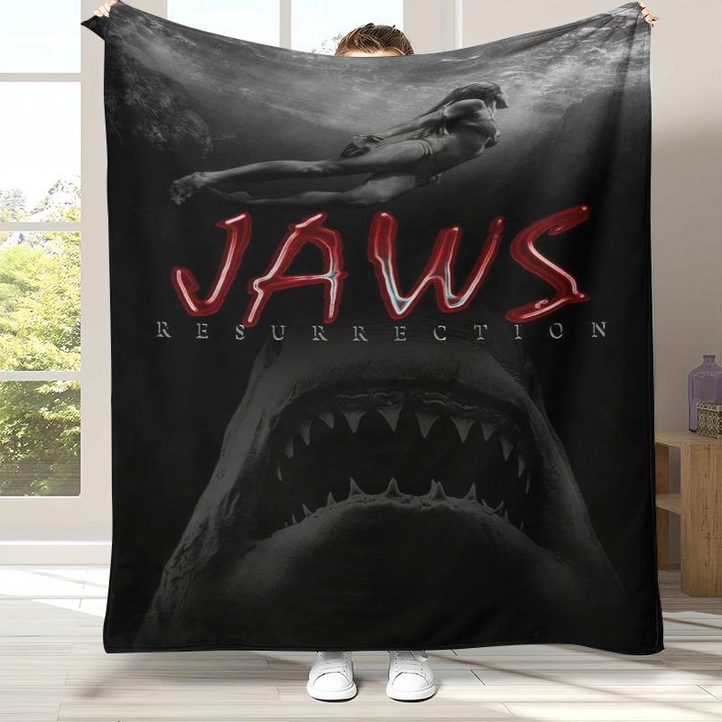 Horror Movie Jaws Shark Flannel Blanket,Ultra Soft Warm Plush Throw for Home Bedroom Bed Sofa Cover Office Camping Picnic gift