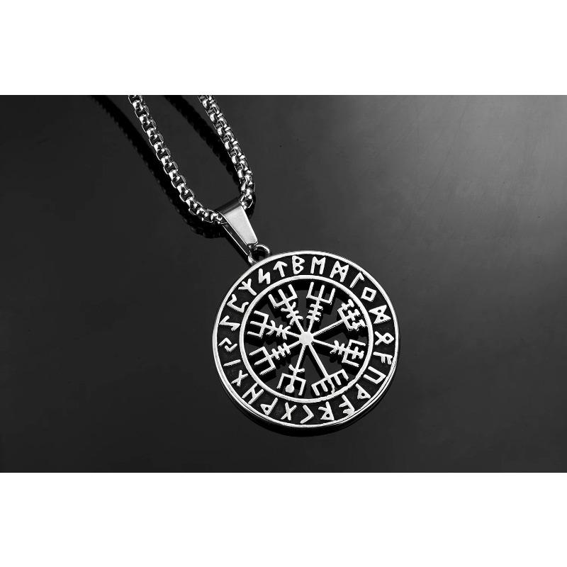 

Ожерелье с компасом, подвеска в виде металлического диска викингов, руна викингов, винтажный европейский и американский праздничный подарок