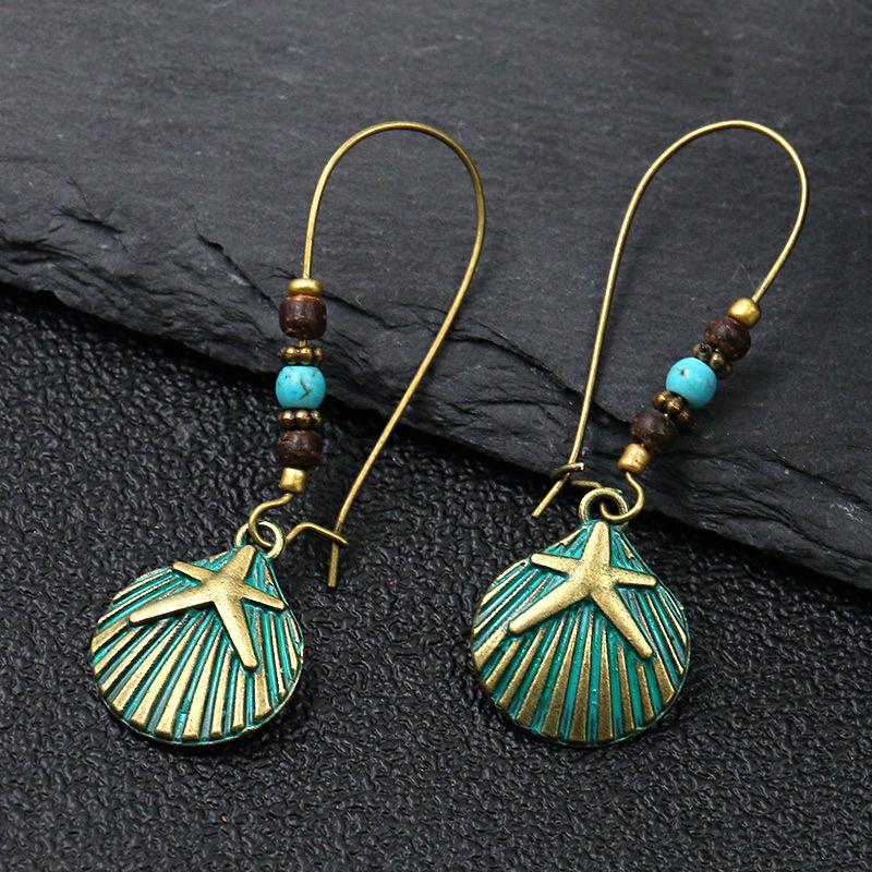 Ethnic Vintage Bohemia Big Ear Hook Drop Earrings For Women Geometric Leaf Wing Flower Hollow Round Boho Earings Antique Jewelry