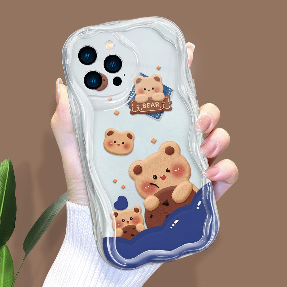 Wzór z kreskówki Kremowa tekstura Obudowa Falista krawędź Miękka silikonowa obudowa Obudowa na telefon iPhone Samsung Huawei Honor Xiaomi Redmi Infinix Tecno