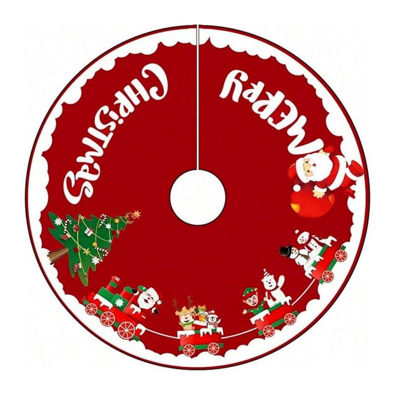 

Christmas Tree Skirt - Festive Decor, Polyester Material, Christmas Party Home Indoor and Outdoor Decoration 60cm червоний
