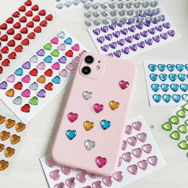 3D Heart Diamond Sticker Crystal Diy Handmade Material Desktop Decoration Phone Case Camera Kawaii Stickers Cup Laptop Decor