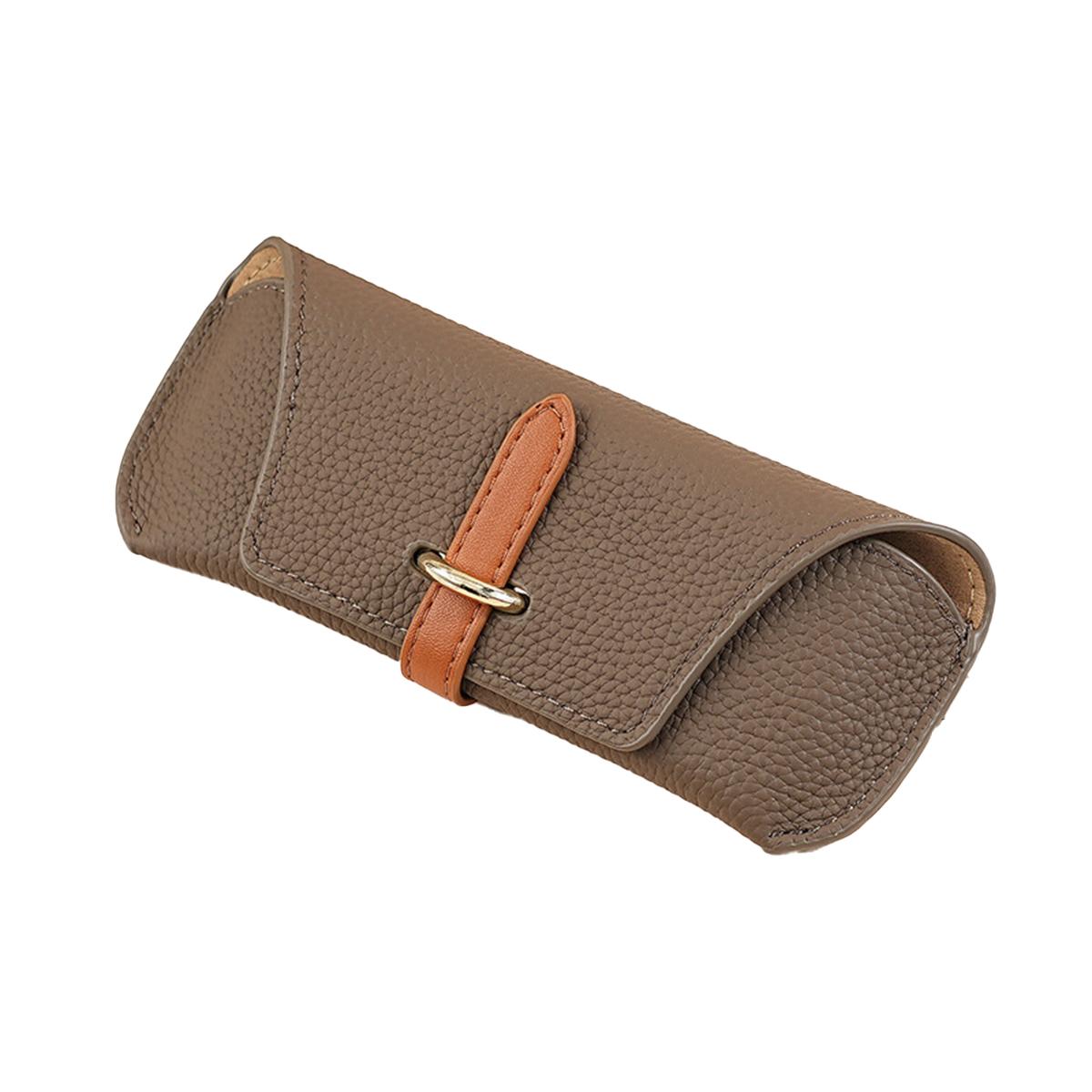 

Retro Minimalist Leather Glasses Case Portable Soft Eyewear Pouch For Sunglasses Protective Storage Bag Student Student Adult коричневий