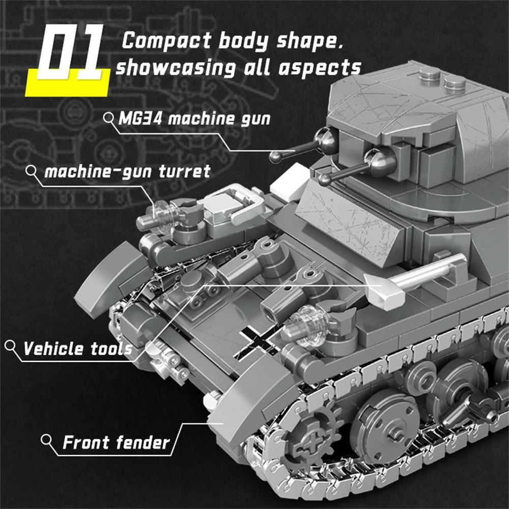 Anglická verze je kompatibilní s modelem malých částic Military No. 1 tank, dětská stavebnice