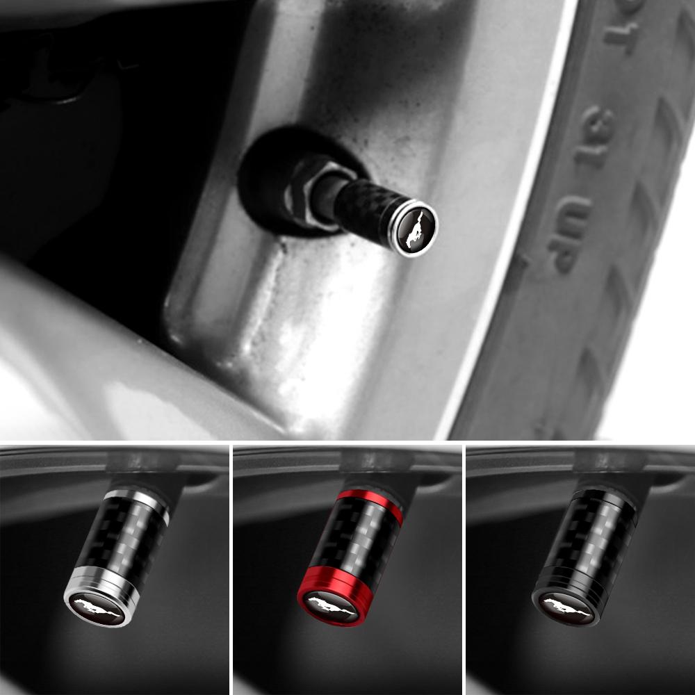4Pcs Car Tire Carbon Fiber Wheel Valve Stem Caps Badge For Ford Mondeo Fiesta Focus Mk7 Ranger Transit Kuga Mustang accessories djzh66