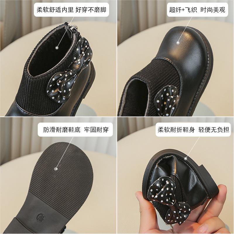 Children's Cotton Boots Winter New Style Girls' Short Boots with Plush Foreign Trade Children's Leather Boots, Two Cotton Soft Soled Girls' Boots Cute