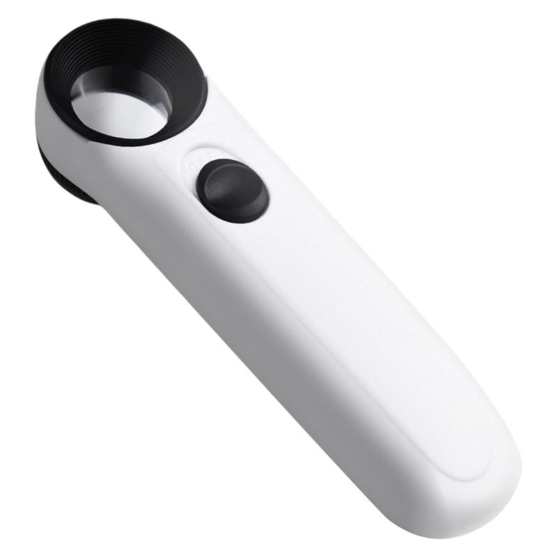 40X Handheld Magnifier HD Magnifying Glass with 2 LED Lights Illuminated Jewelers Loupe Magnifier for Jewelry Identifying