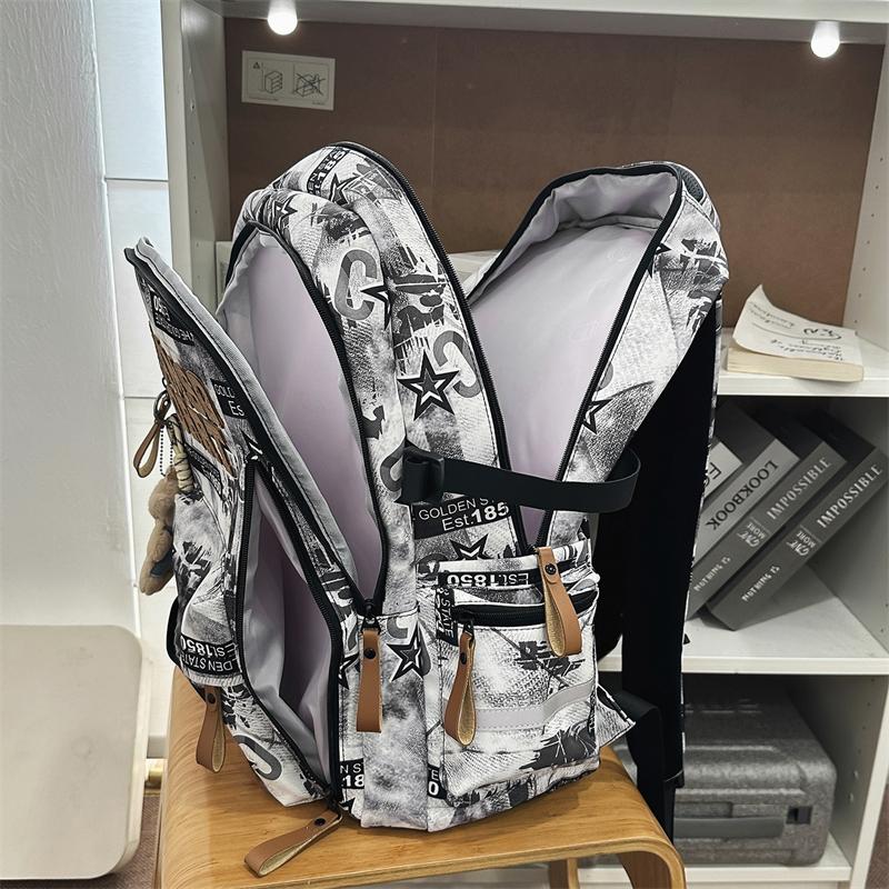 Graffiti Junior Senior High School Student Schoolbag Men's Large Capacity Computer Backpack