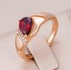 New  Rose Gold Rings For Women  Trend Delicate Design Red Natural Zircon Ring Vintage Wedding Fine Jewelry
