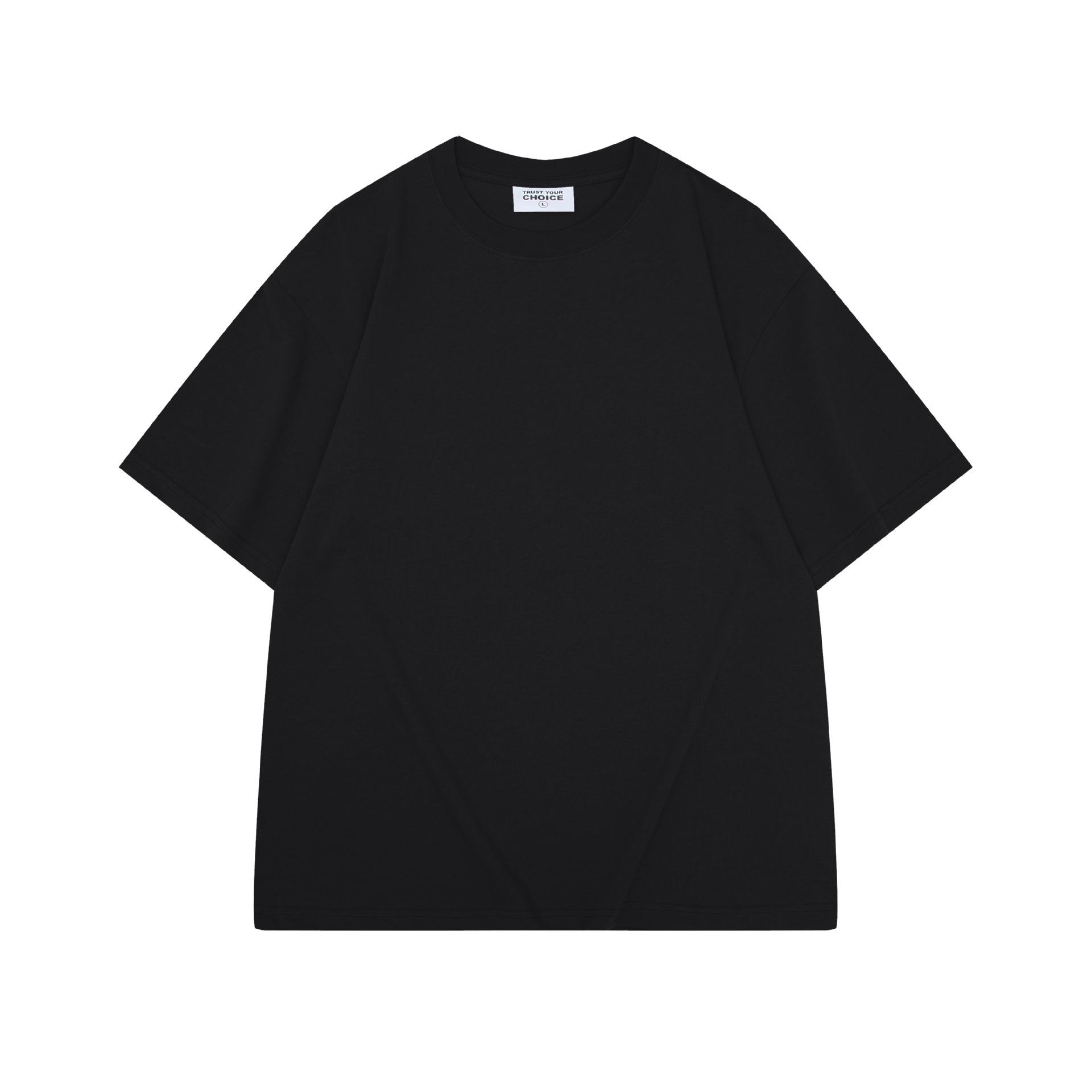 

280 г Футболка из гребенного хлопка в гонконгском стиле с приспущенным плечом и круглым вырезом с логотипом Large