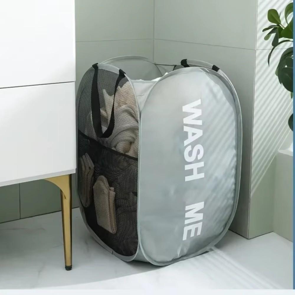 Foldable Portable Laundry Hamper Breathable Mesh Large Capacity Pop Up Storage Box Washable Space-Saving Pet Storage Basket