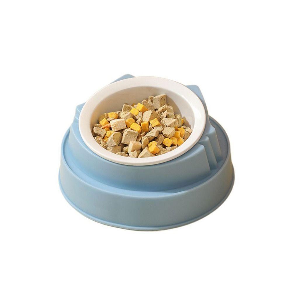 

200ml 15 Degrees Tilted Stainless Steel Cat Bowl Non-slip Base Puppy Cats Drink Water Feeder Neck Protection Dish Pet Bowl
