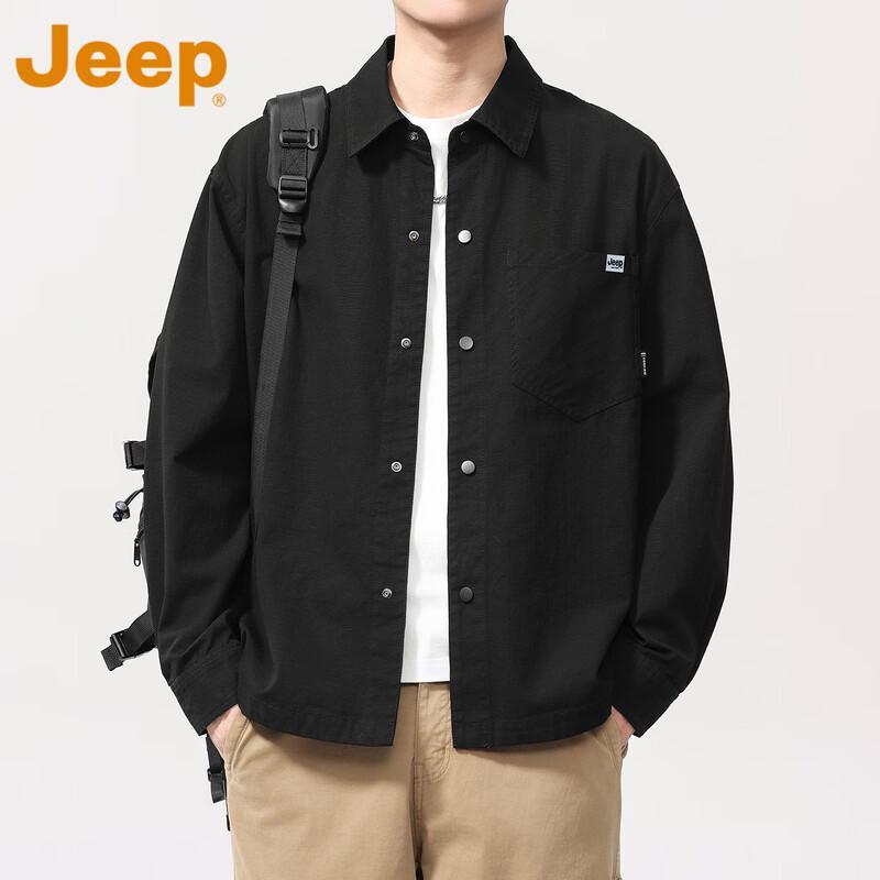 Jeep Men's Loose Fit Solid Long Sleeve Shirt