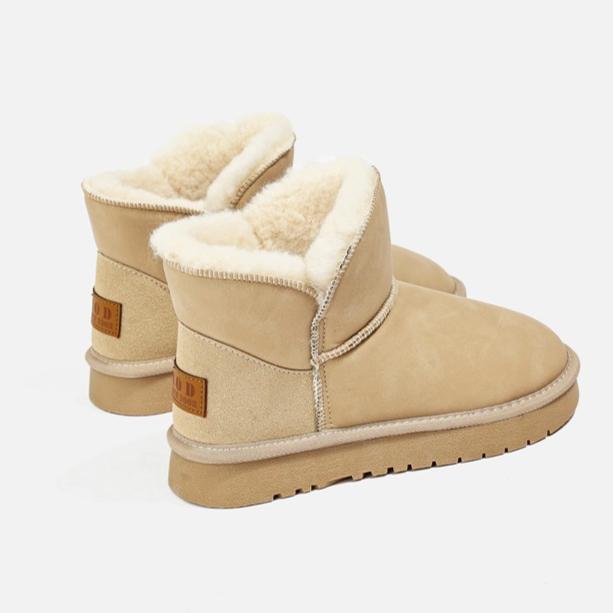 Damen Winter Schneestiefel mit Kunstfellfutter Plateau Kunstveloursleder Stiefeletten Chunky Warm Plüsch Schlupfstiefel Bequem Rutschfest Kurze Stiefeletten Schuhe für Damen