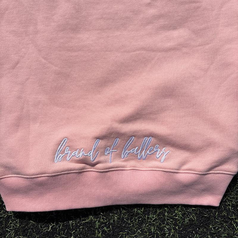 European and American Pink Casual Loose Embroidered Hoodie