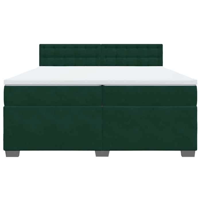 Exclusive House - Slatted Bed Base and Mattress Dark Green 200x200cm Velvet