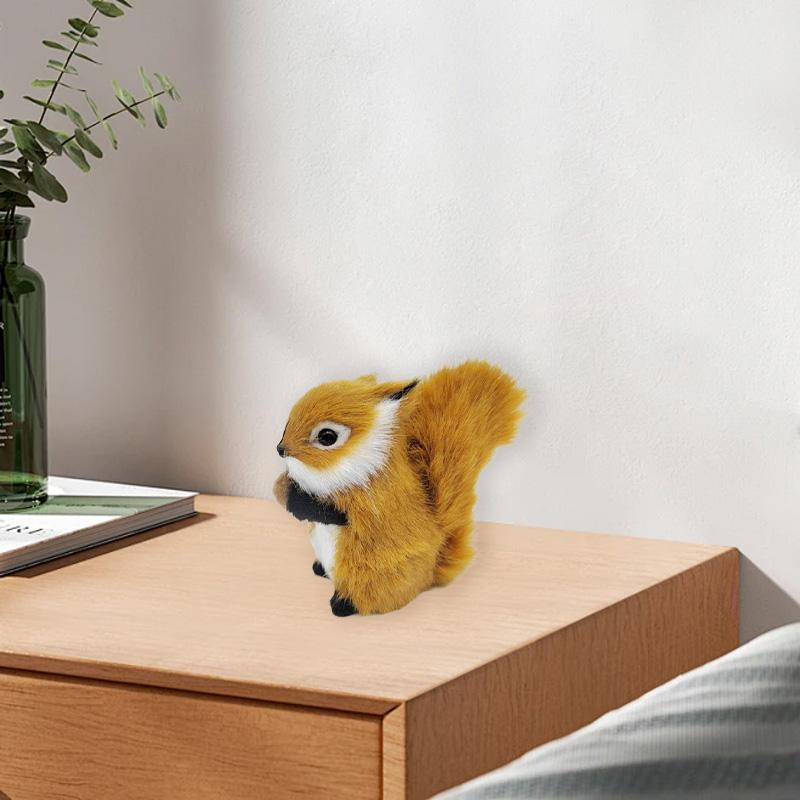 1 Stück Figuren Tischdekorationen Simulation Ornamente Weihnachten Falsches Tier Mini Miniaturfiguren Künstliches Eichhörnchen Plüsch