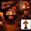 Halloween Stained Glass Night Light - Gothic Resin & Pumpkin Decorative for Decor