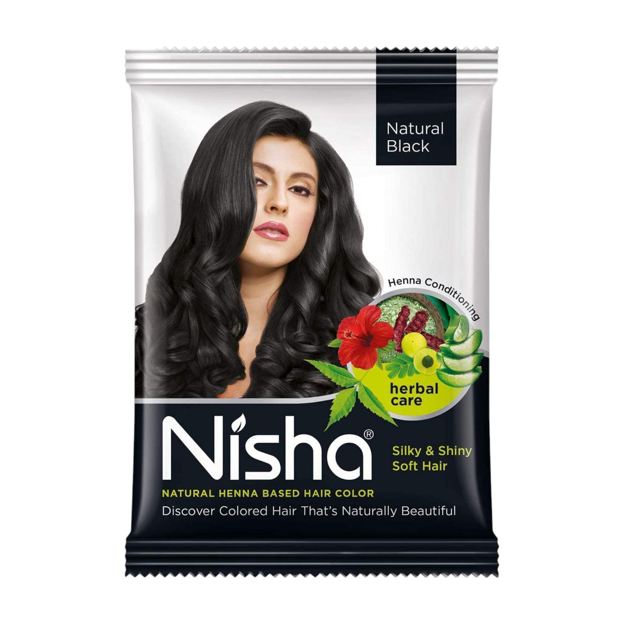 

Nisha Natural Henna Powder Hair Color Natural Black Herbal Conditioning Dye For Shiny Soft Hair Men Women Coloring PACK OF 10
