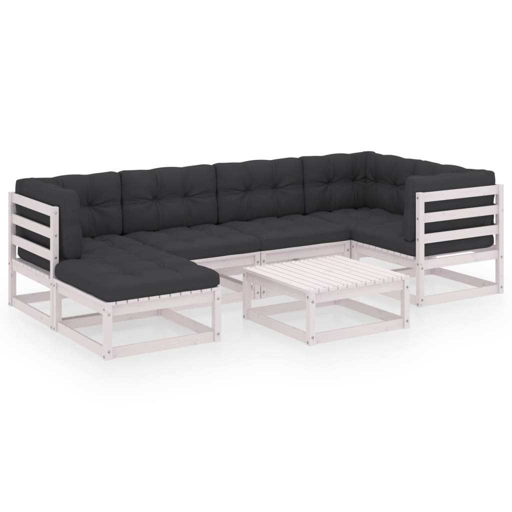 7 Piece Garden Lounge Set with Cushions Solid Pine Wood