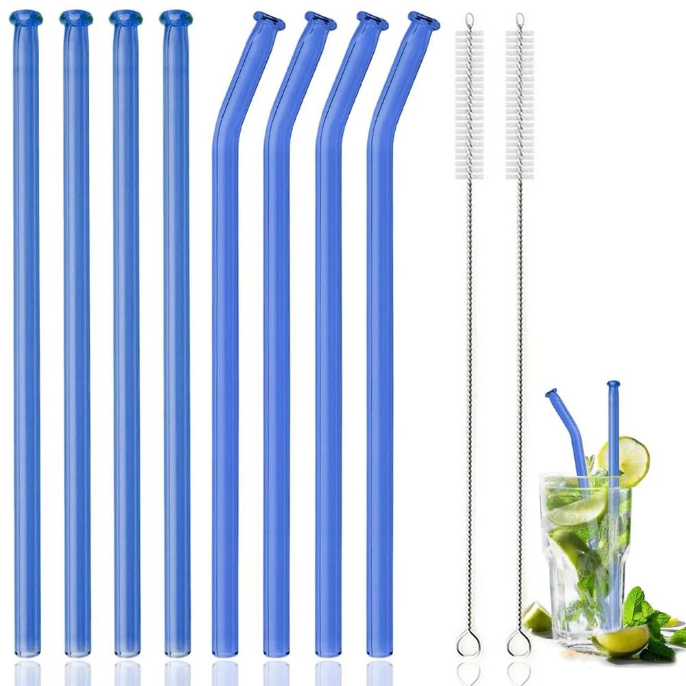 10Pcs High Borosilicate Glass Straw Eco Friendly Drinking Straw Reusable Glass Straw for Cocktail Smoothie Bar Accessories