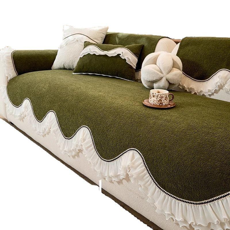 French Retro Special-shaped Chenille Sofa Cushion 2025 New Fixed Non-slip Anti-cat Scratch Straight Row Sofa Cushion
