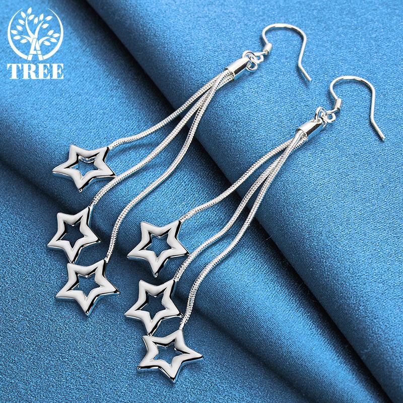 Boucles d'oreilles pendantes en argent sterling 925, chaîne à trois serpents, étoile, bijoux