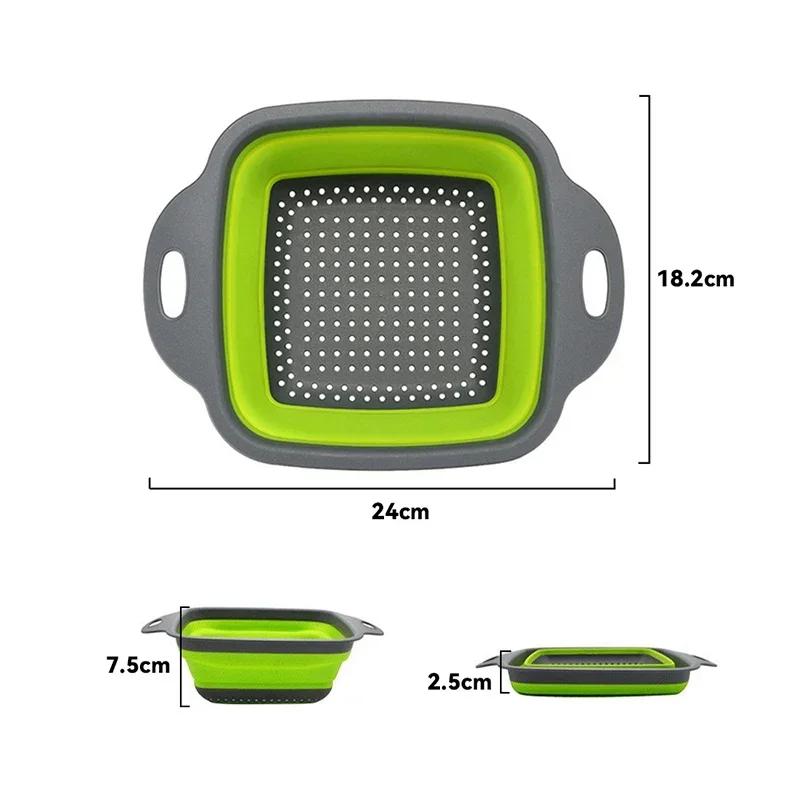 1Pcs Silicone Folding Drainer Basket Fruit Vegetable Foldable Colander Kitchen Strainer for Food Pasta Kitchenware Drain Device