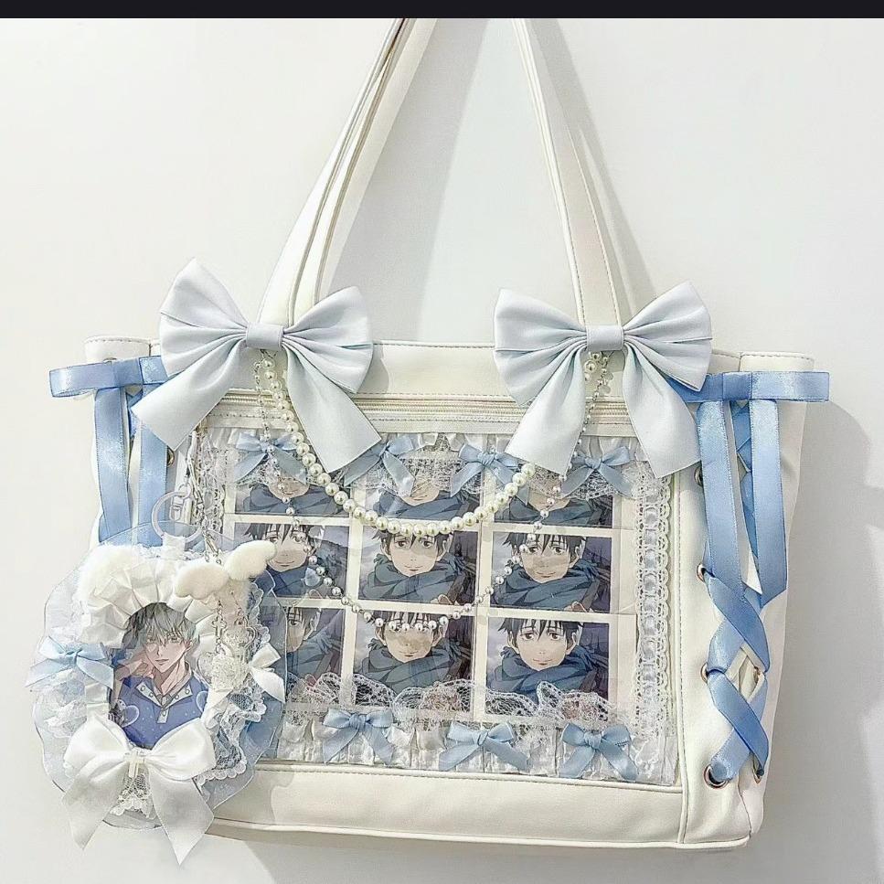 New Y2K Sweet Lolita Pink Ita Bag Women Japanese Transparent Large Capacity Tote Bag Ladies Harajuku Kawaii Handbag Aesthetic