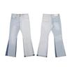 Mens High Street Graffiti Jeans Vintage Washed Slightly Flared Long Pants